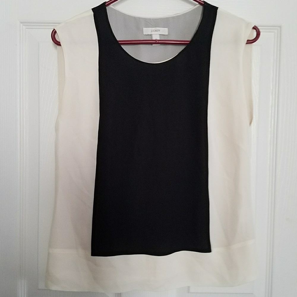 JCREW BLACK AND BEIGE SLEEVELESS BLOUSE